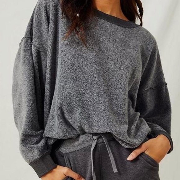 FP Movement by Free People Tops - Free People Movement Gray Kelly Crew Neck Cozy Textured Sweatshirt Size Small